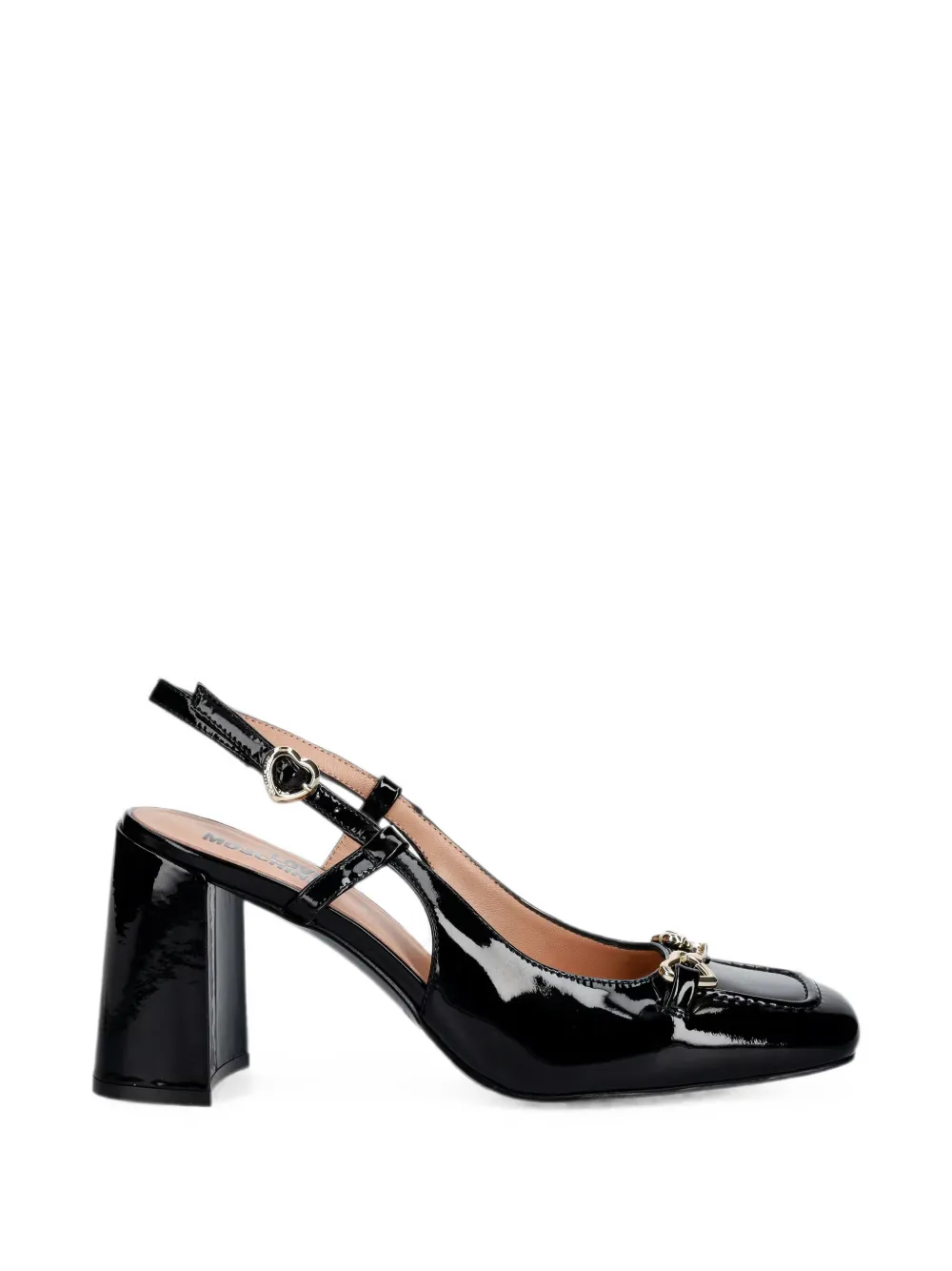 Love Moschino Heart-buckle Slingback Pumps In Black