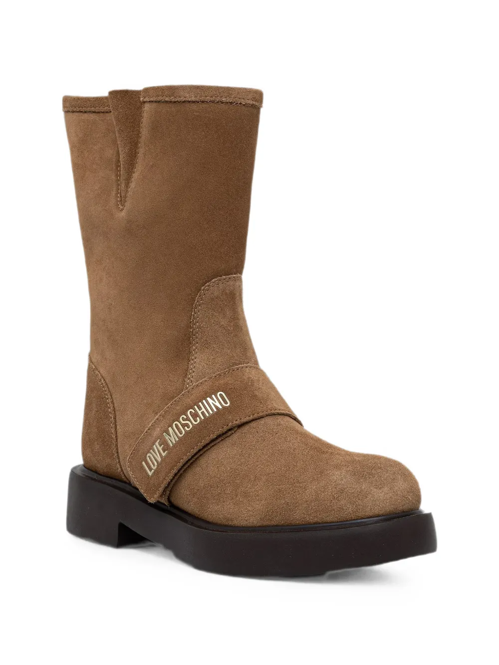 Love Moschino logo-lettering touch-strap boots Bruin