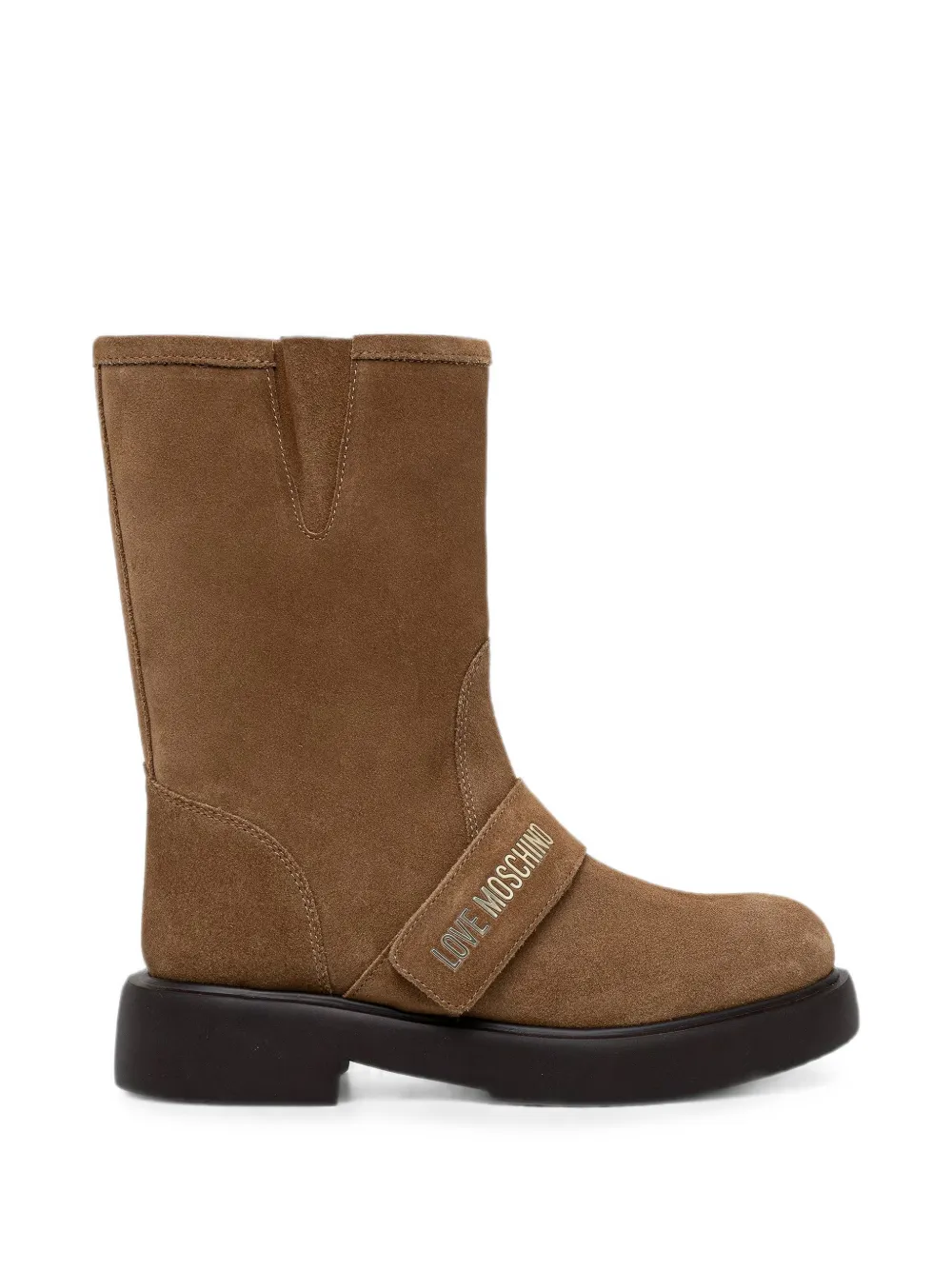 Love Moschino logo-lettering touch-strap boots Bruin