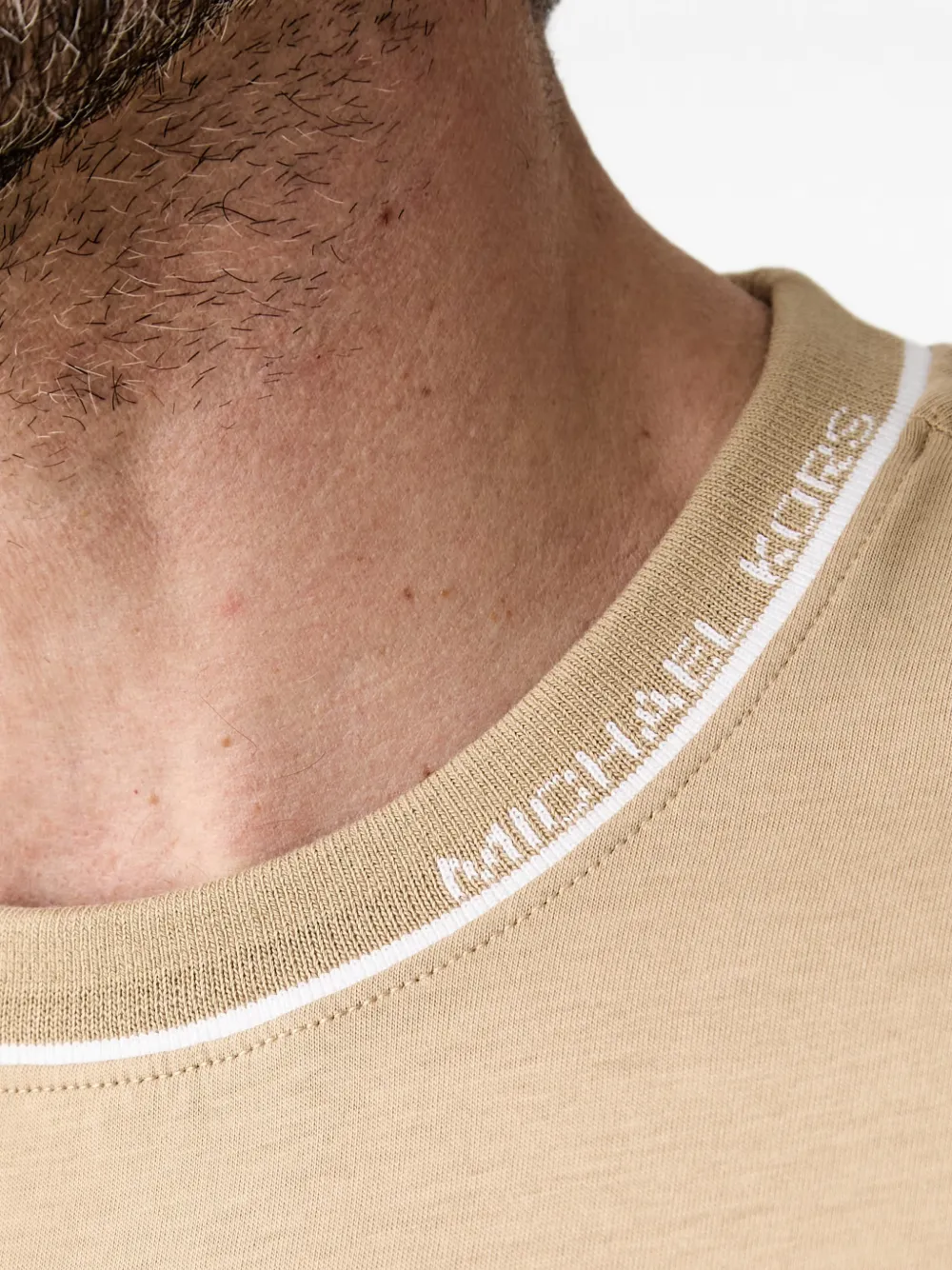 Michael Kors Katoenen jersey T-shirt met logo afwerking Beige