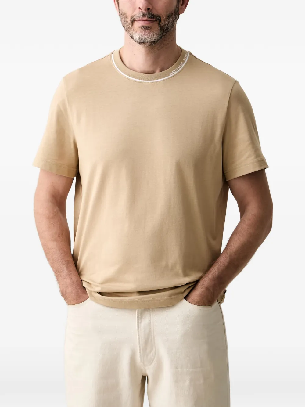 Michael Kors T-Shirt mit Logo-Besatz - Nude