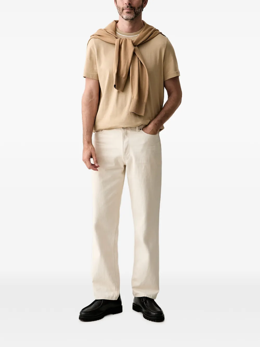 Michael Kors Katoenen jersey T-shirt met logo afwerking Beige