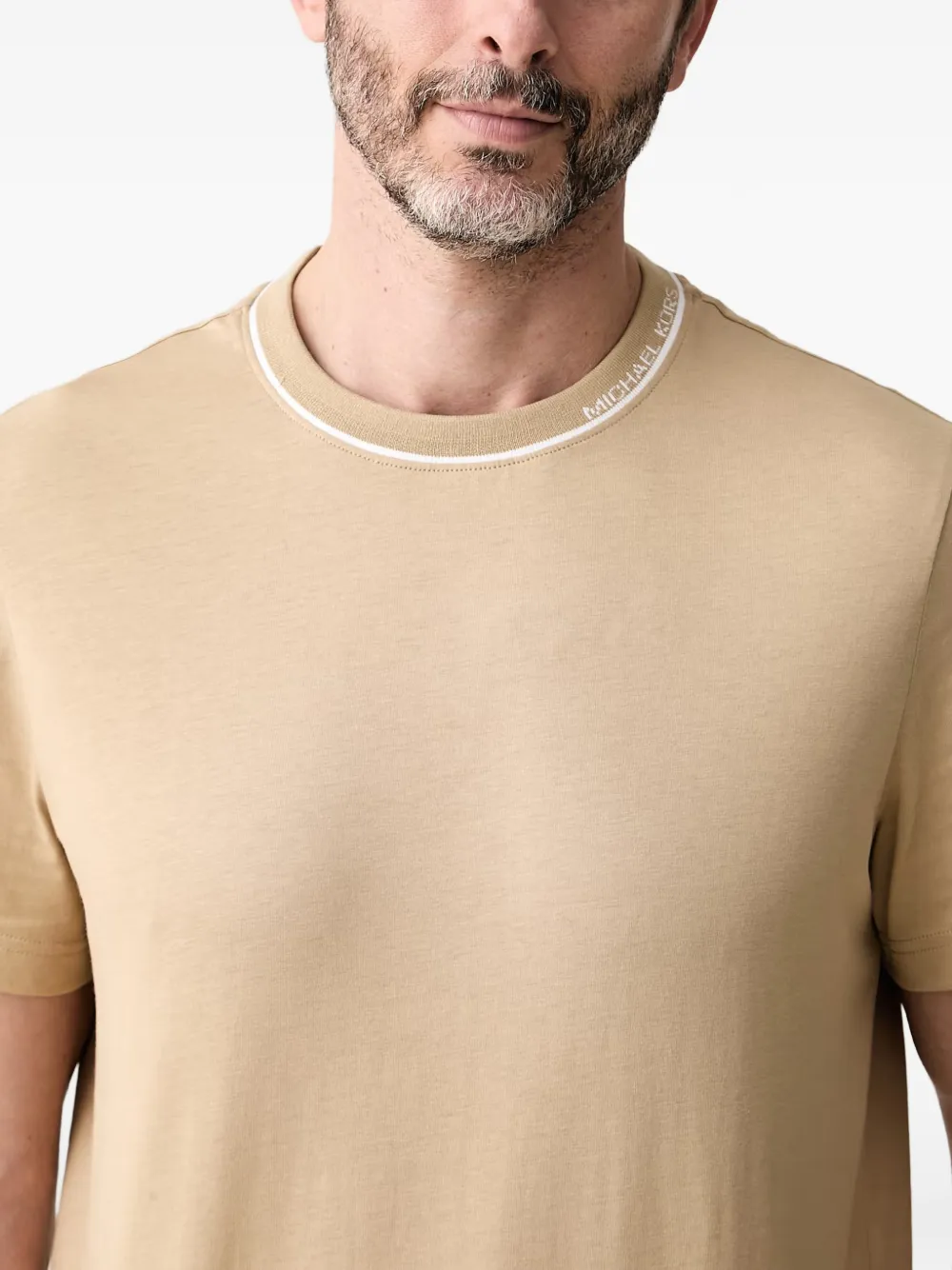 Michael Kors Katoenen jersey T-shirt met logo afwerking Beige