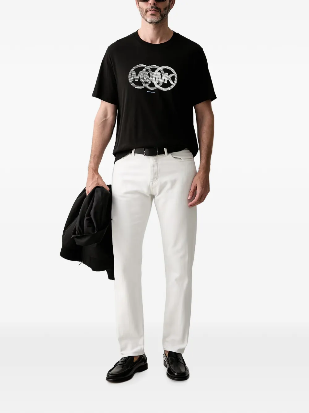 Michael Kors T-shirt met logoprint met ronde hals Zwart