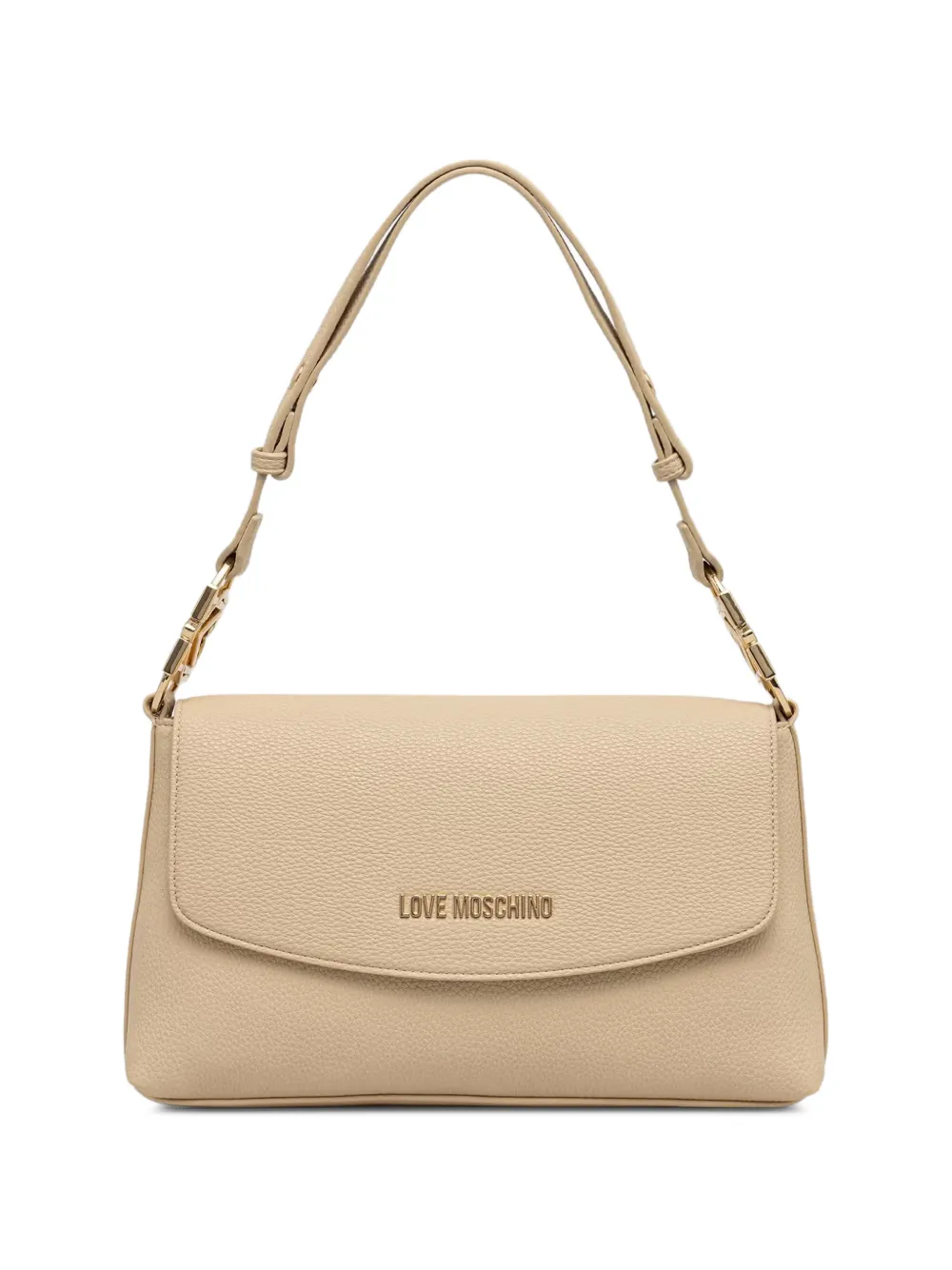 Love Moschino logo-plaque pebbled shoulder bag - Nude
