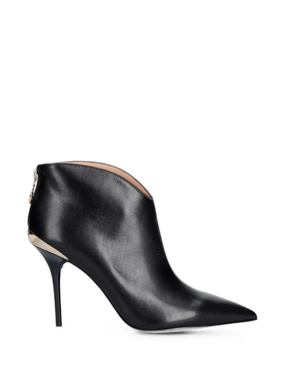 Love Moschino logo-plaque pointed-toe ankle boots Zwart