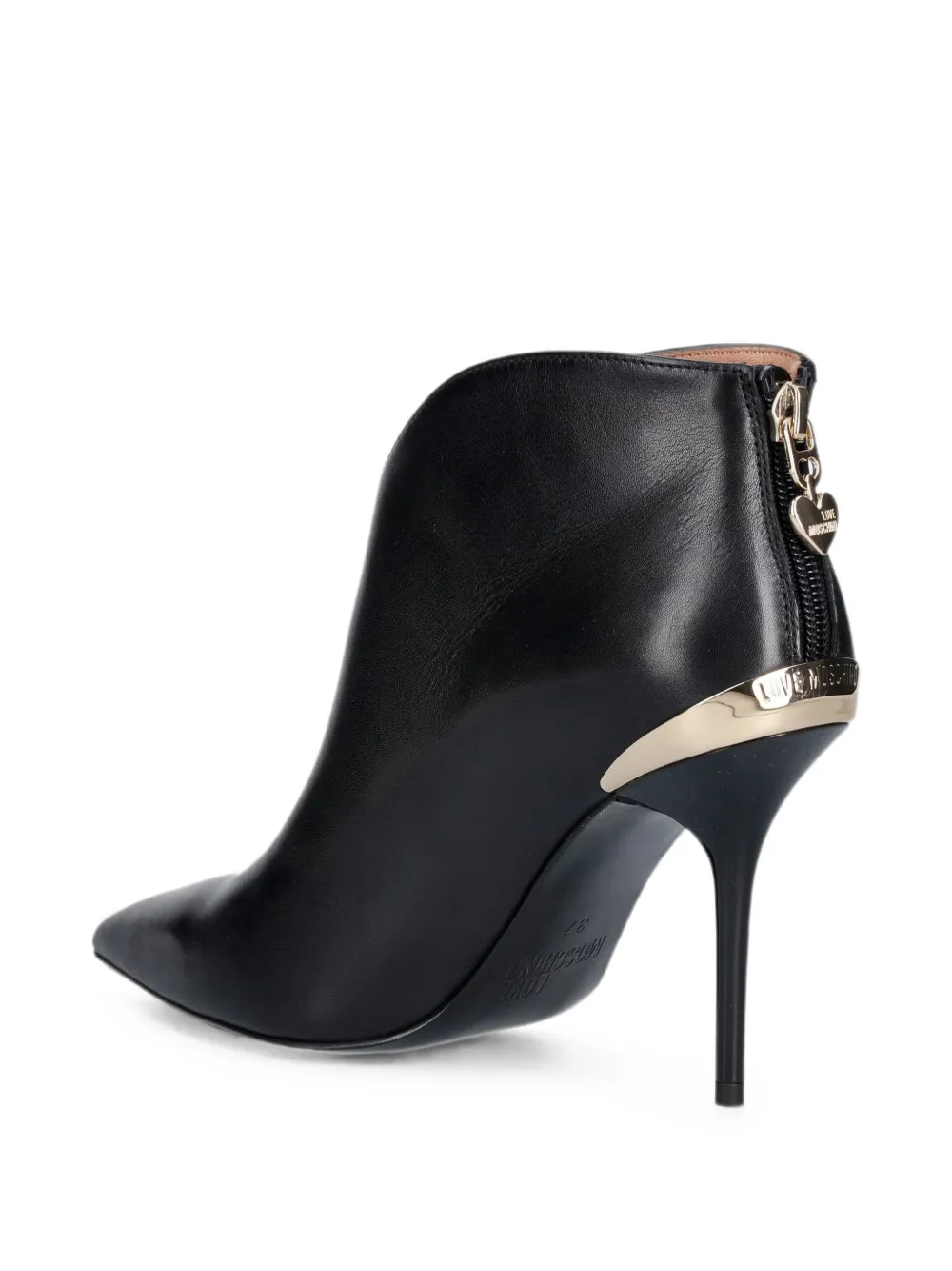 Love Moschino logo-plaque pointed-toe ankle boots Zwart