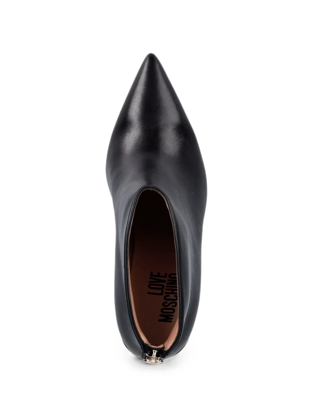 Love Moschino logo-plaque pointed-toe ankle boots Zwart
