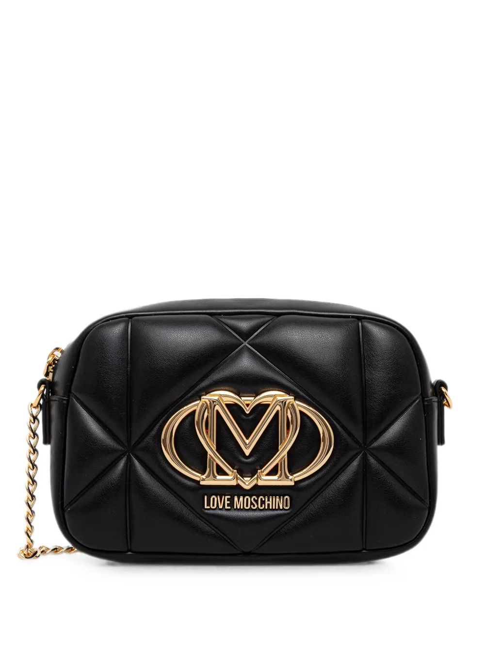 Love Moschino quilted logo-plaque shoulder bag - Nero