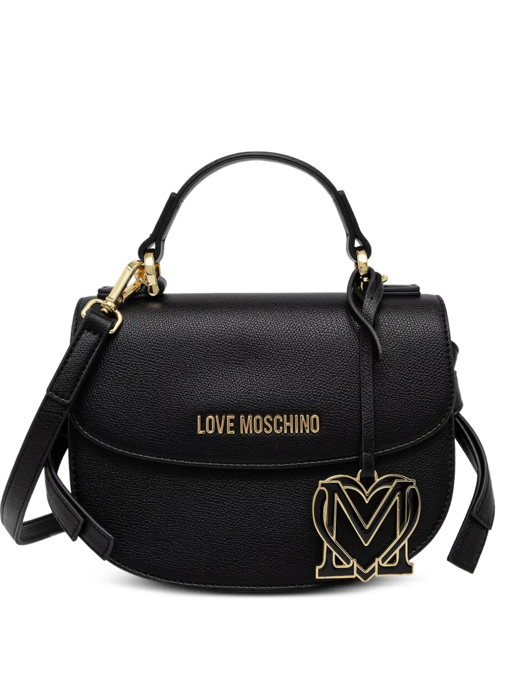 Love Moschino logo-plaque pebbled tote bag - Nero