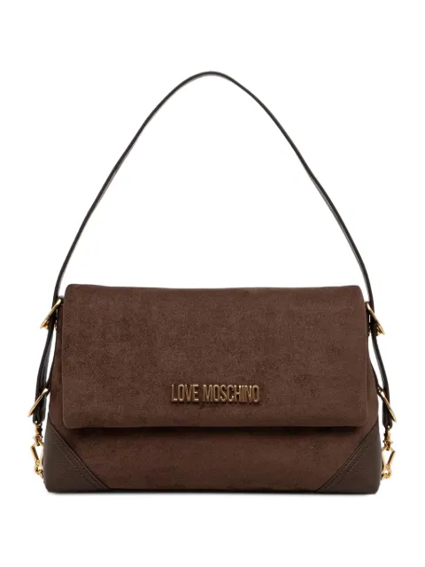 Love Moschino logo-plaque faux-suede tote bag