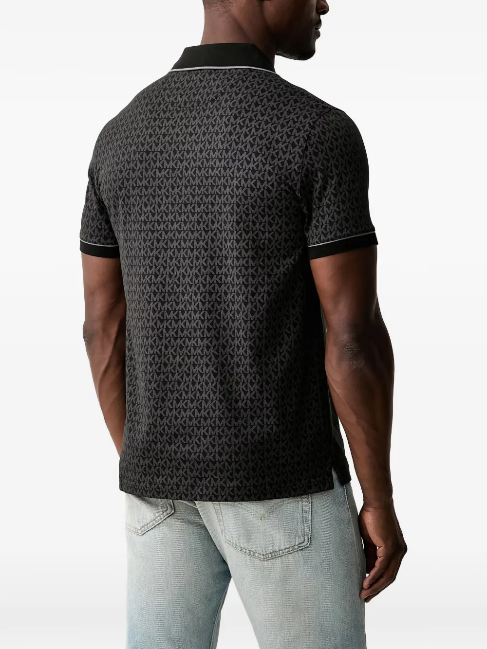 Michael Kors Signature jersey katoenen poloshirt met logo Zwart