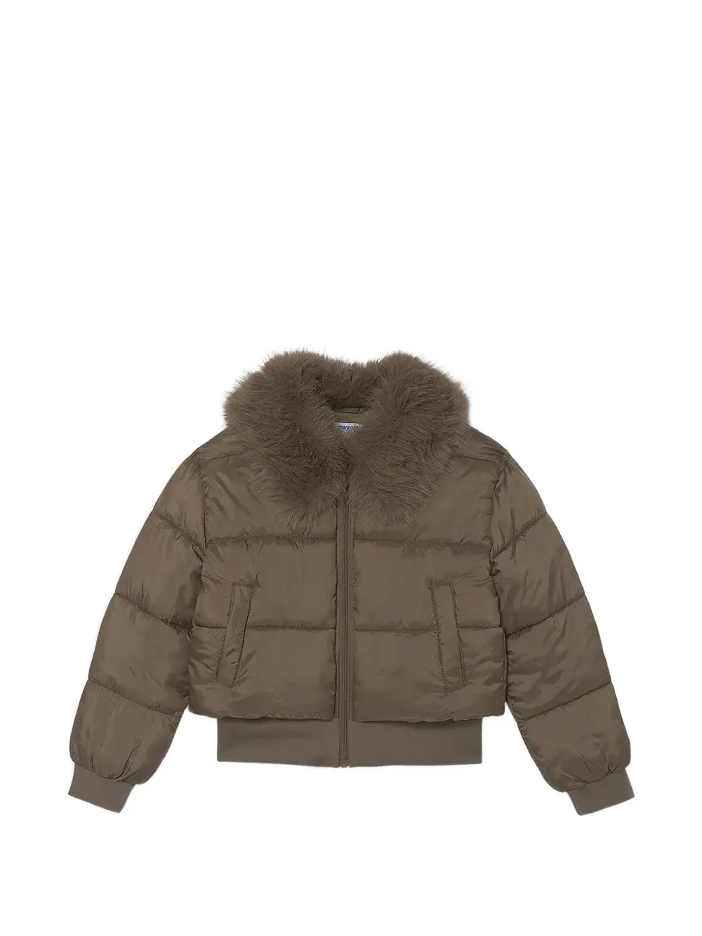 Mayoral faux-fur collar padded jacket - Marrone