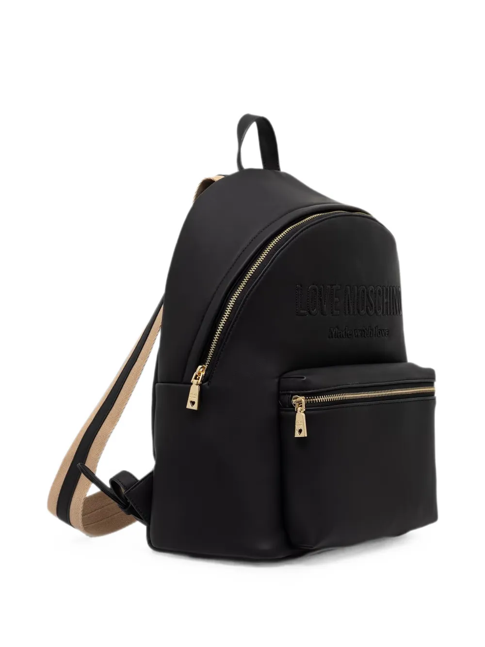 Love Moschino Rugzak met logo-reliëf en rits Zwart