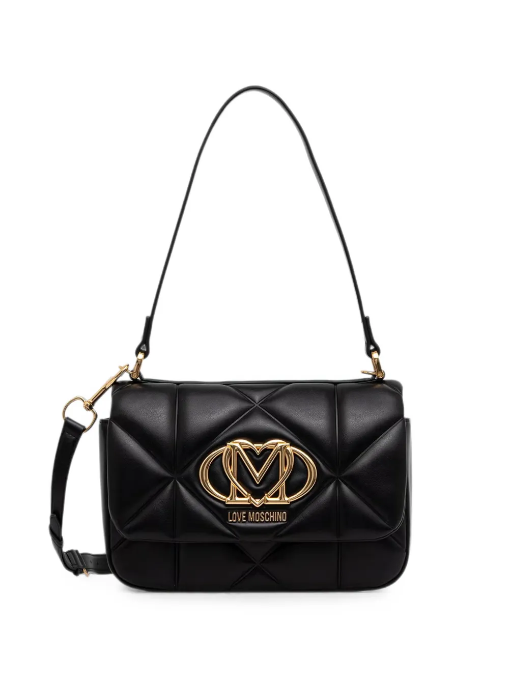 Love Moschino quilted logo-plaque shoulder bag - Schwarz