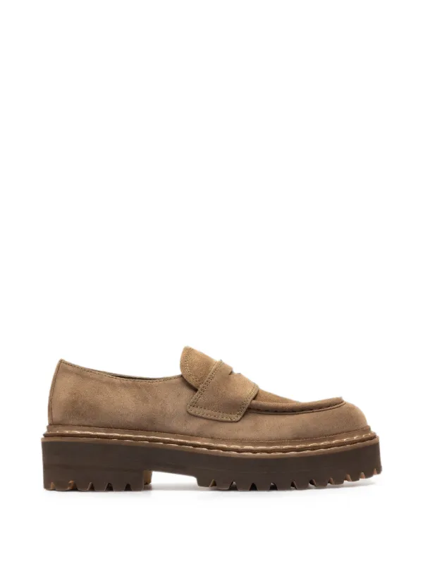 Officine Creative Blossom 015 Suede Loafers in Neutrals