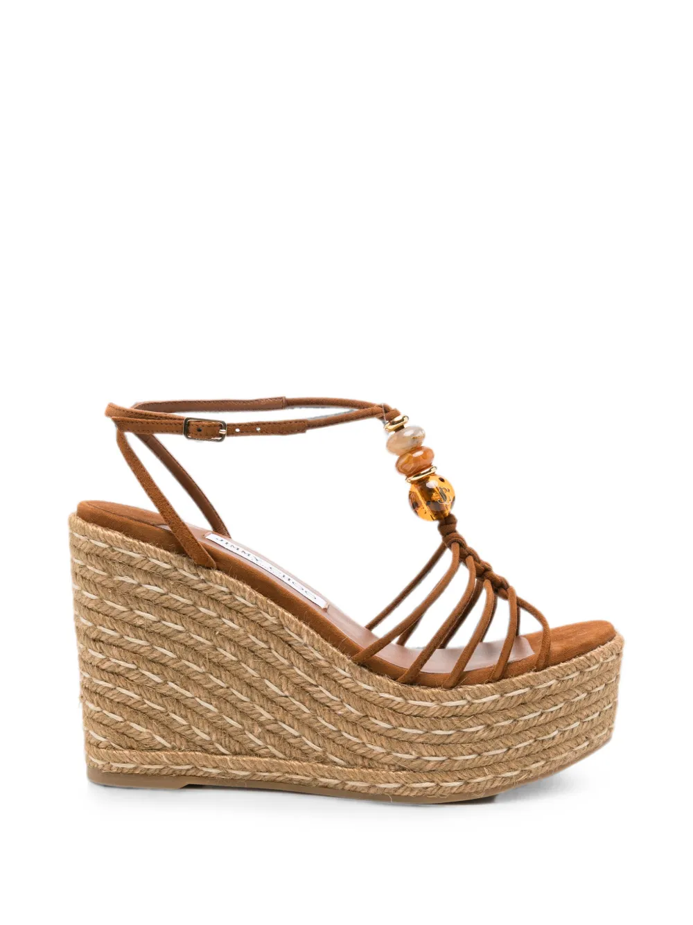 Jimmy Choo bead-embellished wedge sandals - Marrone