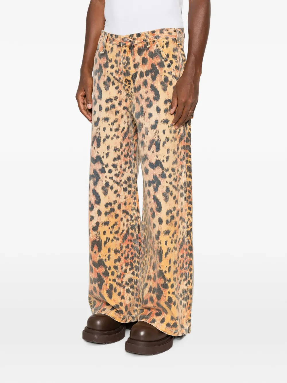 R13 Leopard-print Wide-leg Trousers in Neutrals, view 3
