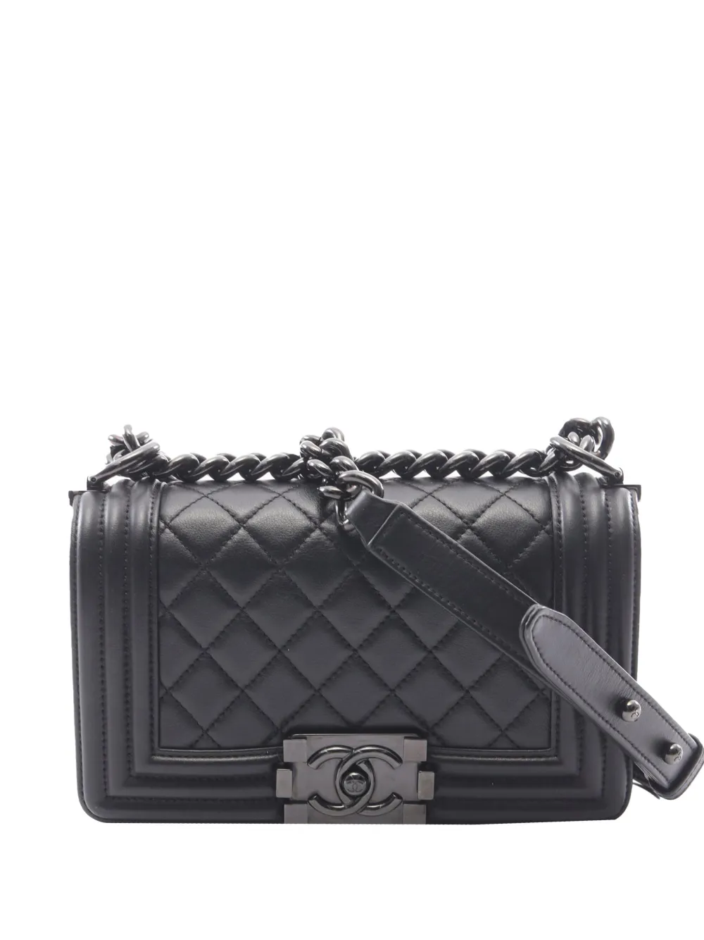 CHANEL Pre-Owned 2018 Small Quilted Lambskin Boy Flap crossbody bag - Nero
