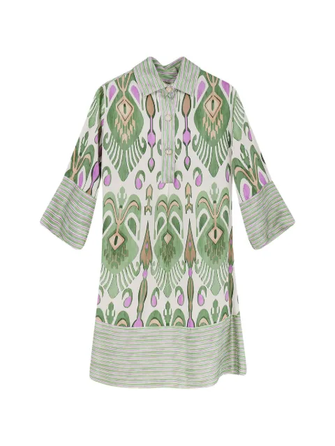 BYE FIRENZE ikat-print button-down mini dress