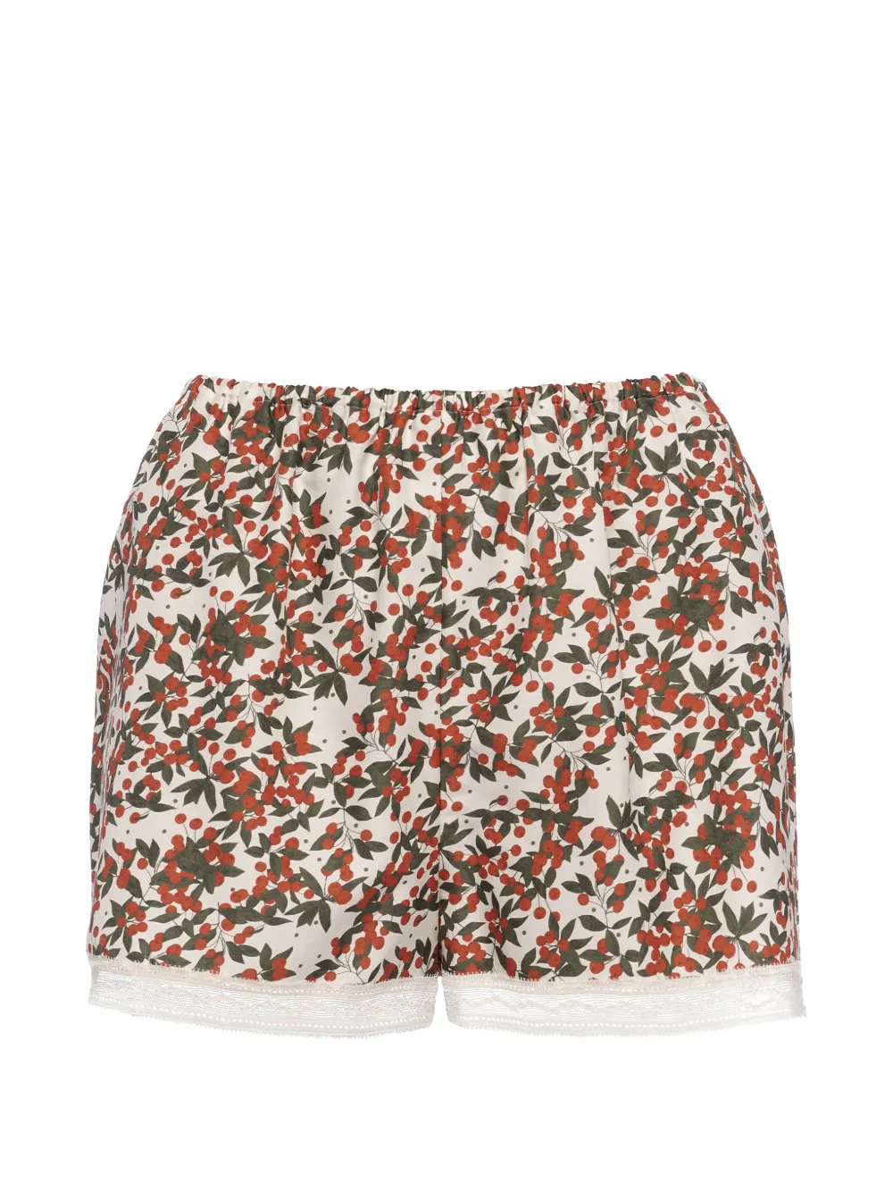 ERES cherry-print lace-trim pajama shorts - Weiß