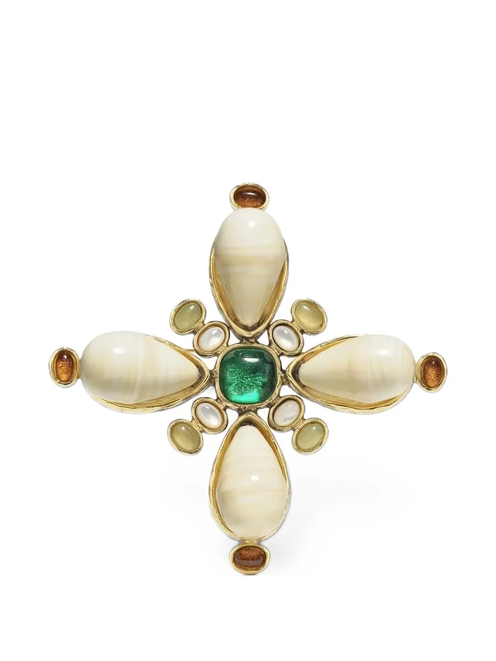 Goossens Lagune embellished brooch - Gold