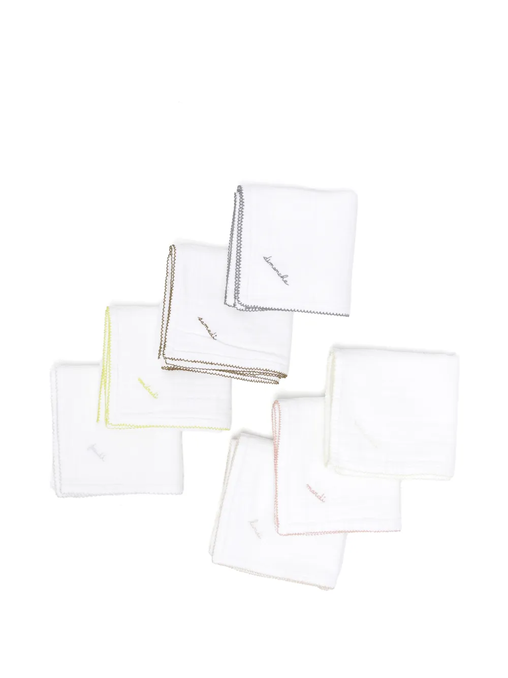 Bonpoint embroidered muslin blankets set (set of seven) - Bianco