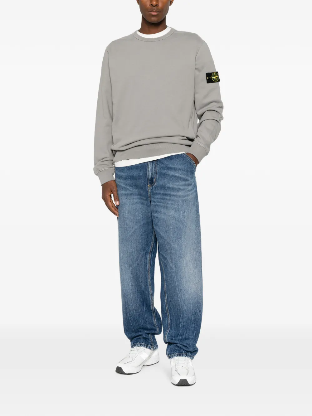 Stone Island Sweater met logopatch Grijs