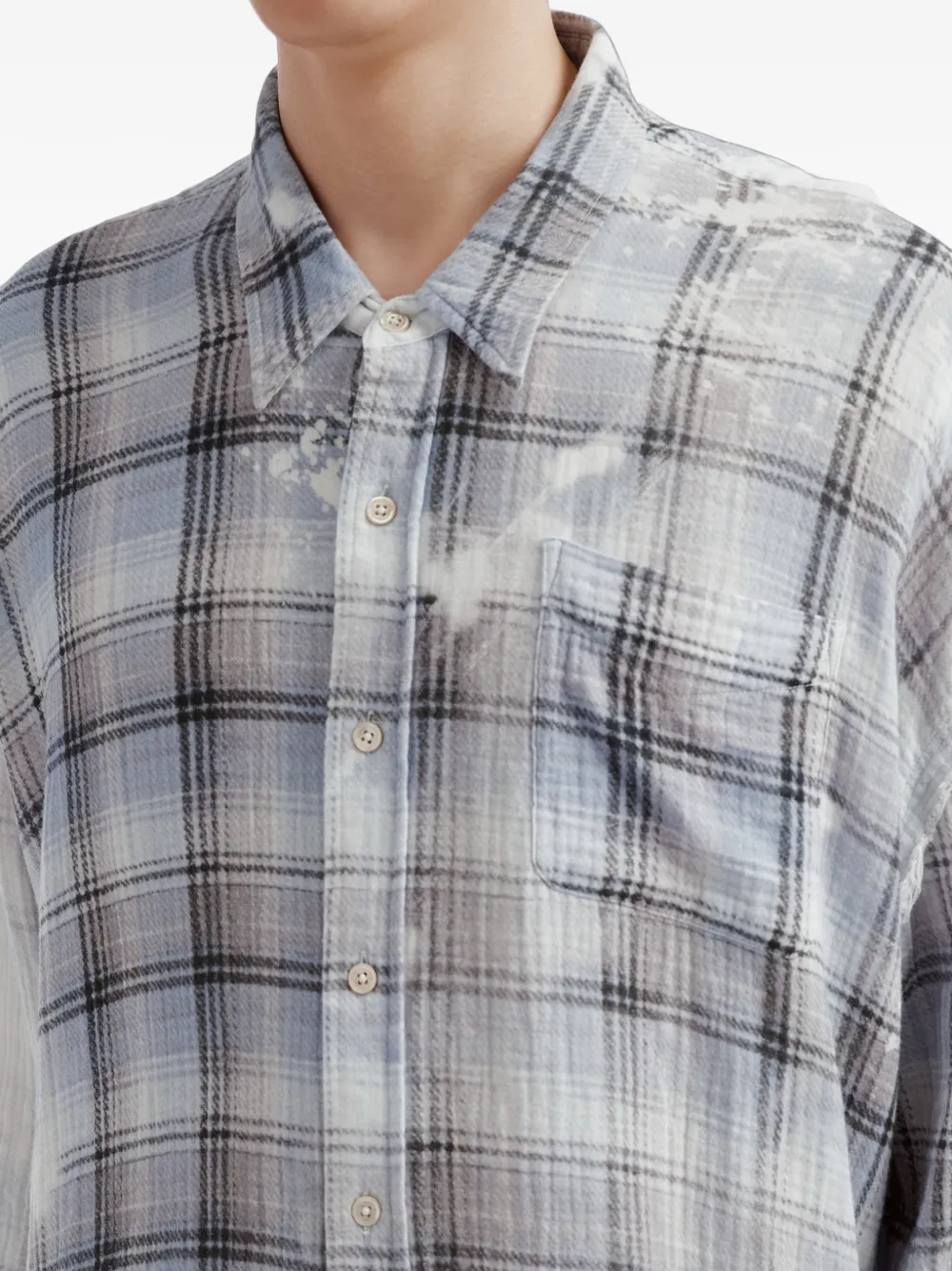 R13 Blouse met gebleekt effect en gerafelde naad Wit