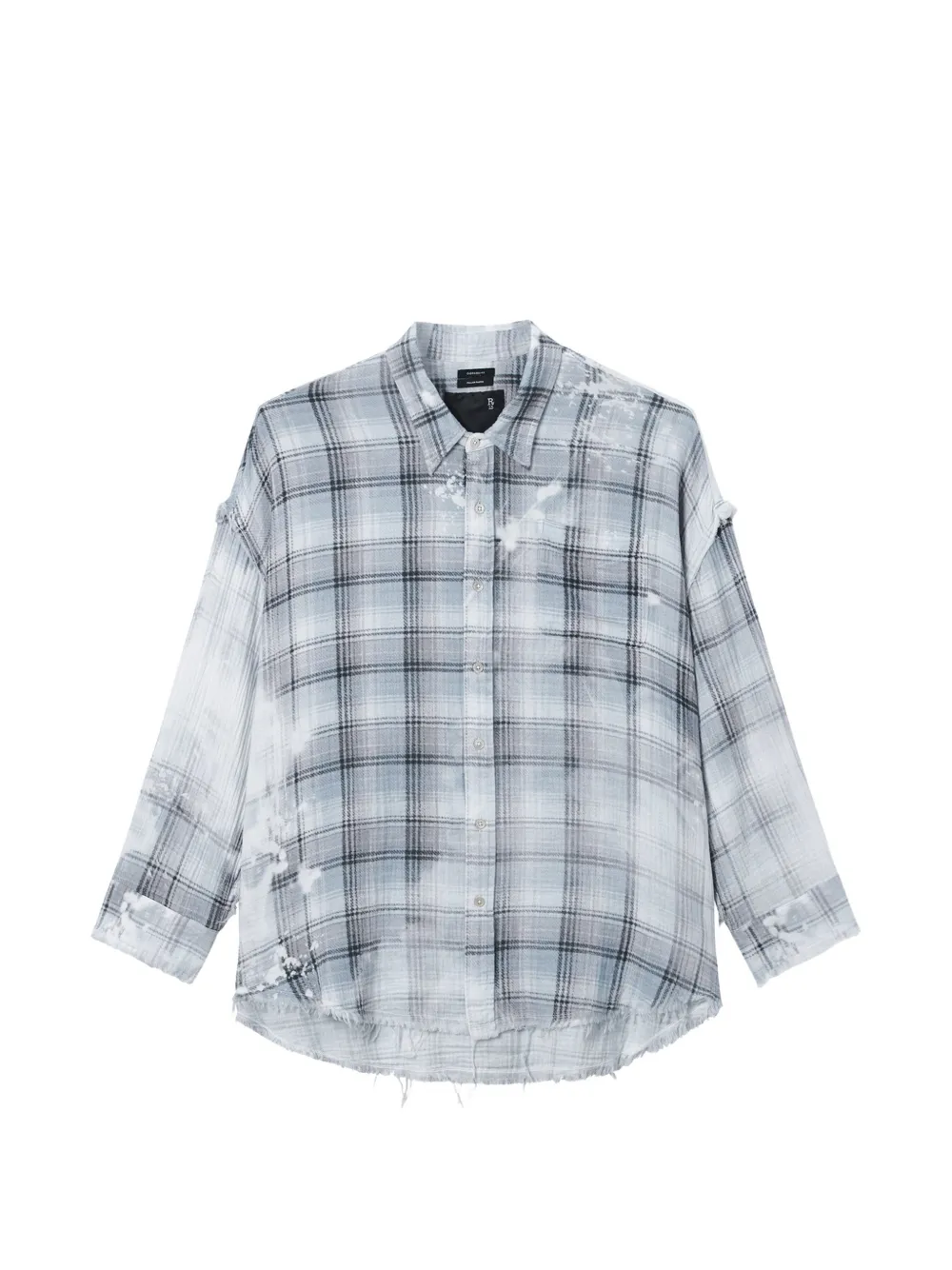 R13 Blouse met gebleekt effect en gerafelde naad Wit