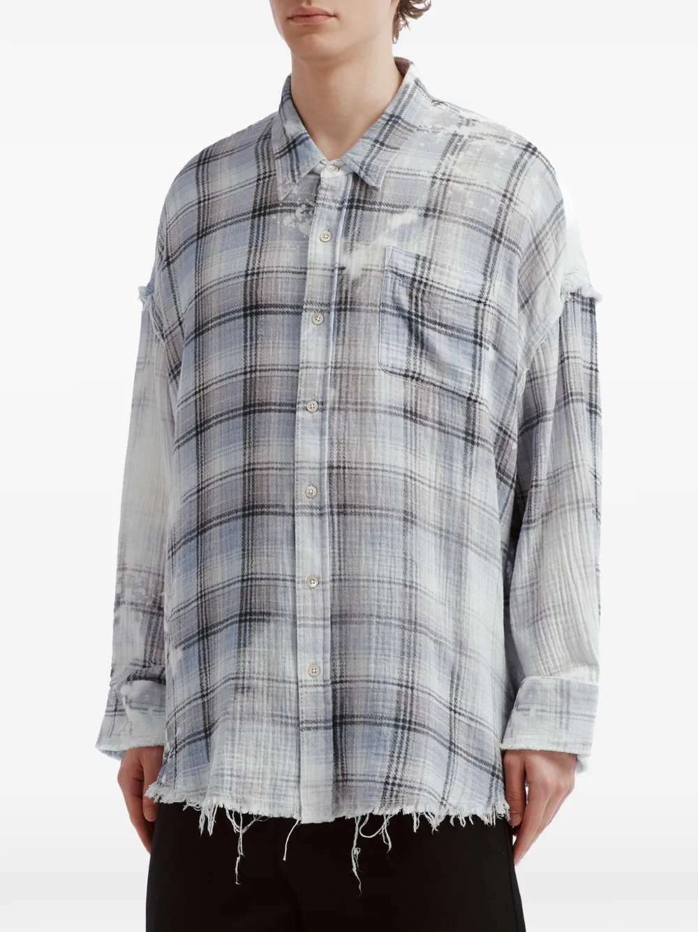 R13 Blouse met gebleekt effect en gerafelde naad Wit