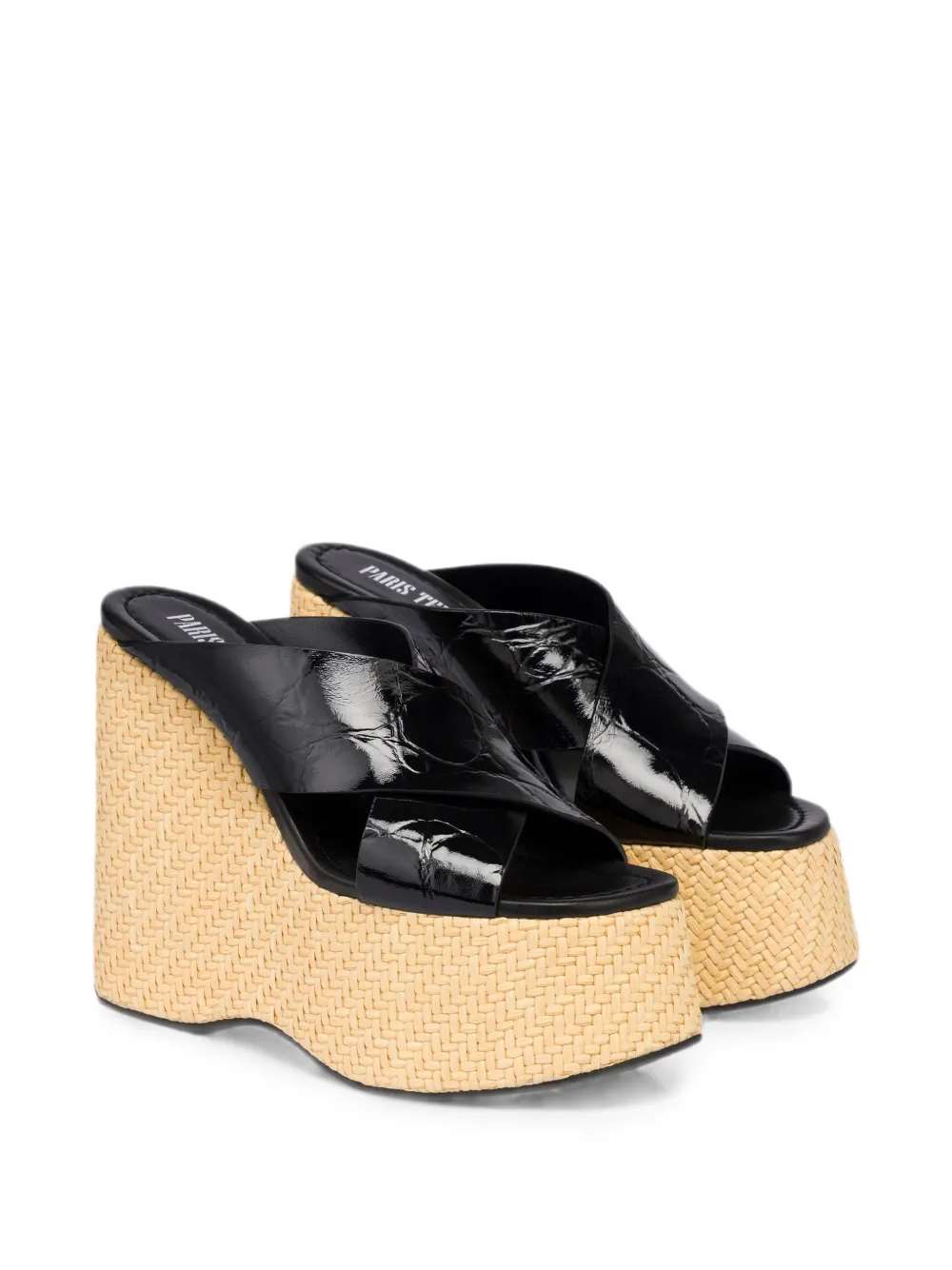 Paris Texas Mara crocodile-effect wedge sandals Zwart