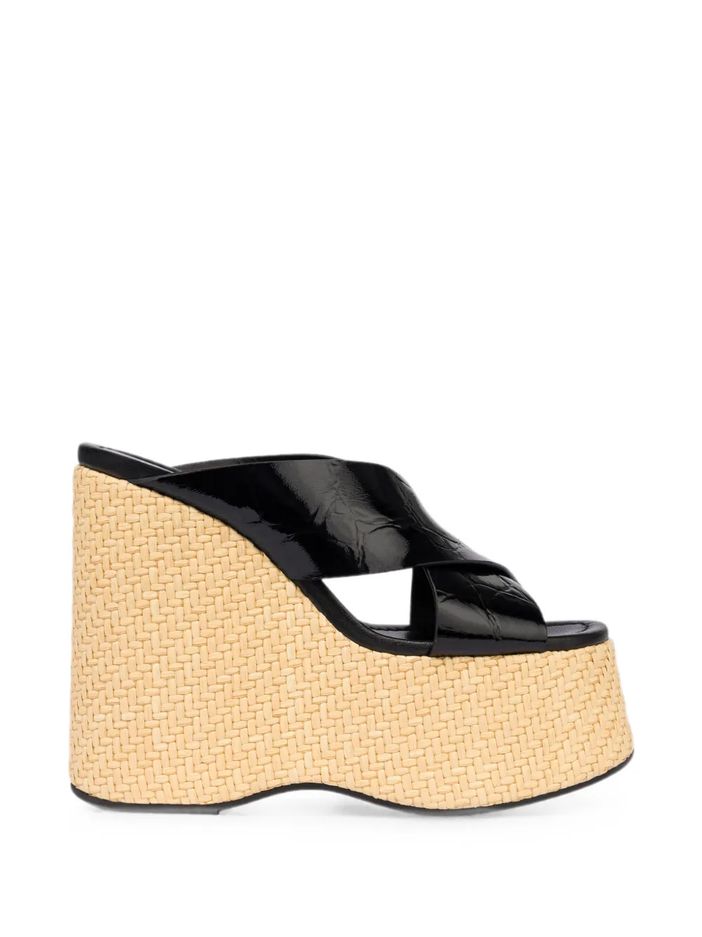 Paris Texas Mara crocodile-effect wedge sandals Zwart