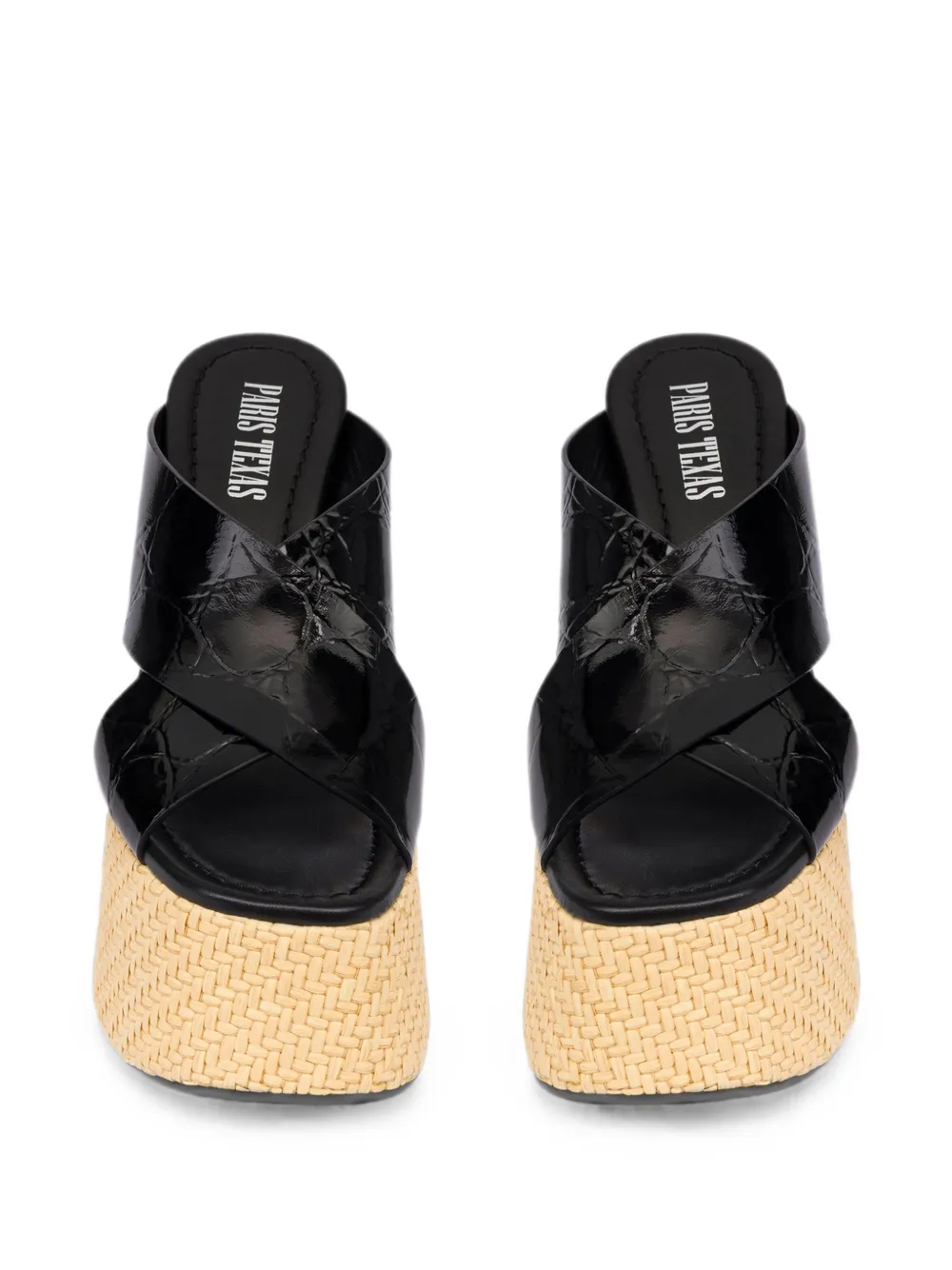 Paris Texas Mara crocodile-effect wedge sandals Zwart