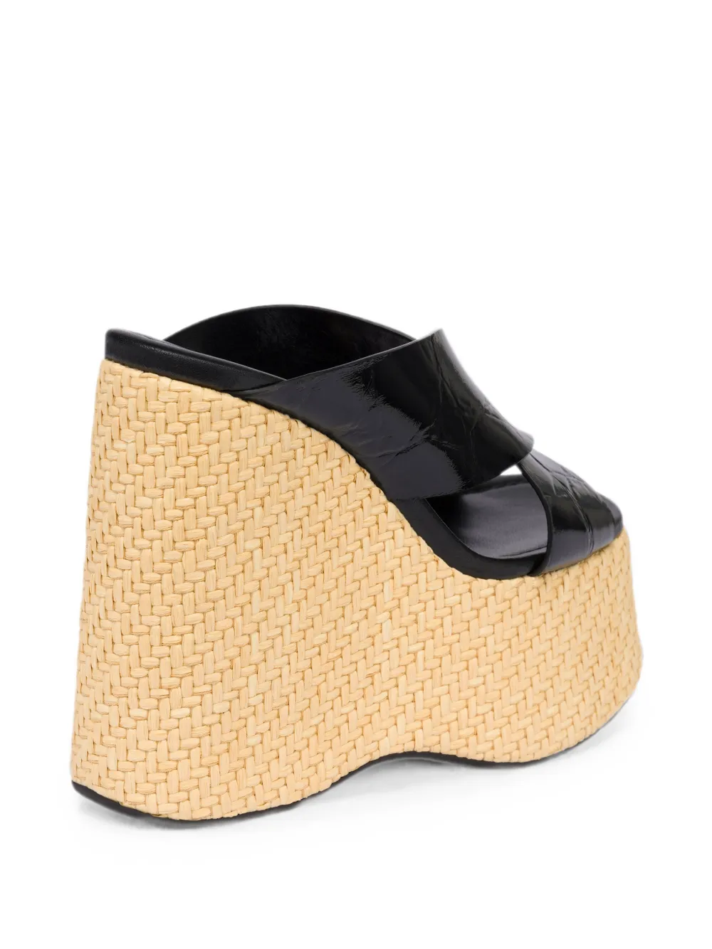 Paris Texas Mara crocodile-effect wedge sandals Zwart