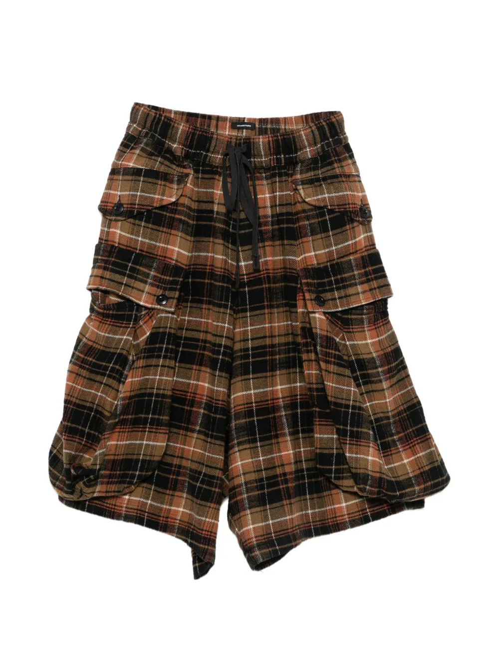 R13 check-pattern cargo shorts - Marrone