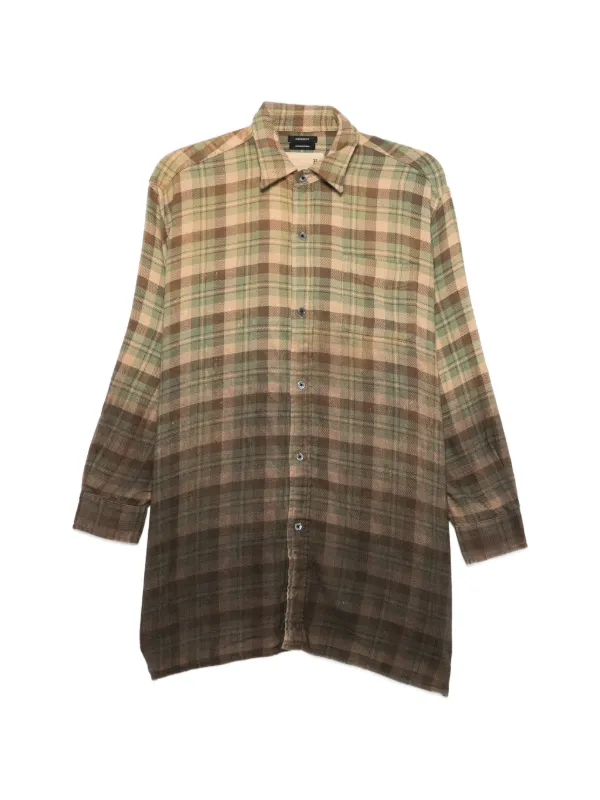 R13 Check-print Distressed-effect Shirt in Brown