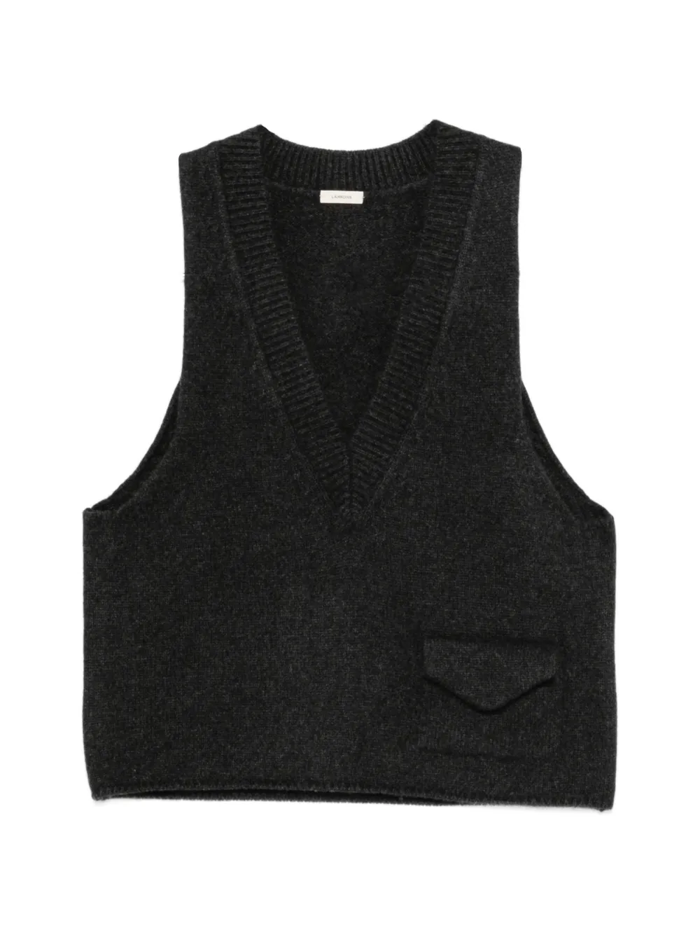 LAMRONS V-neck flap-pocket vest - Grau