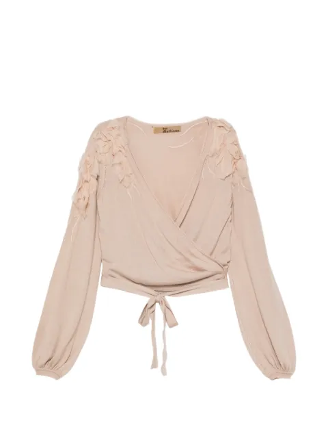 John Galliano Pre-Owned top cruzado con volantes 2000