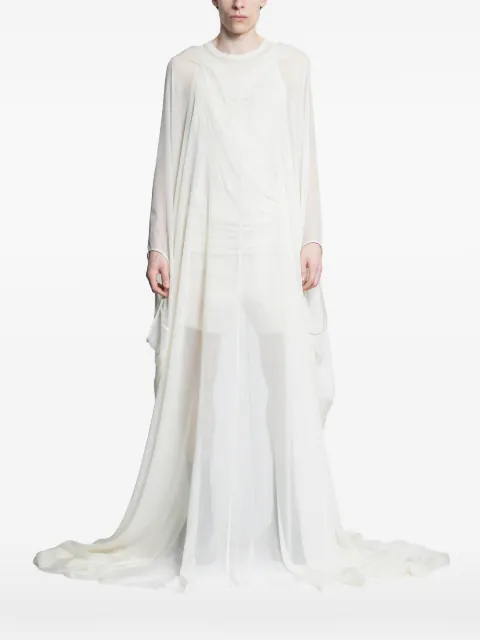 Rick Owens Hollywood hooded kaftan in silk chiffon