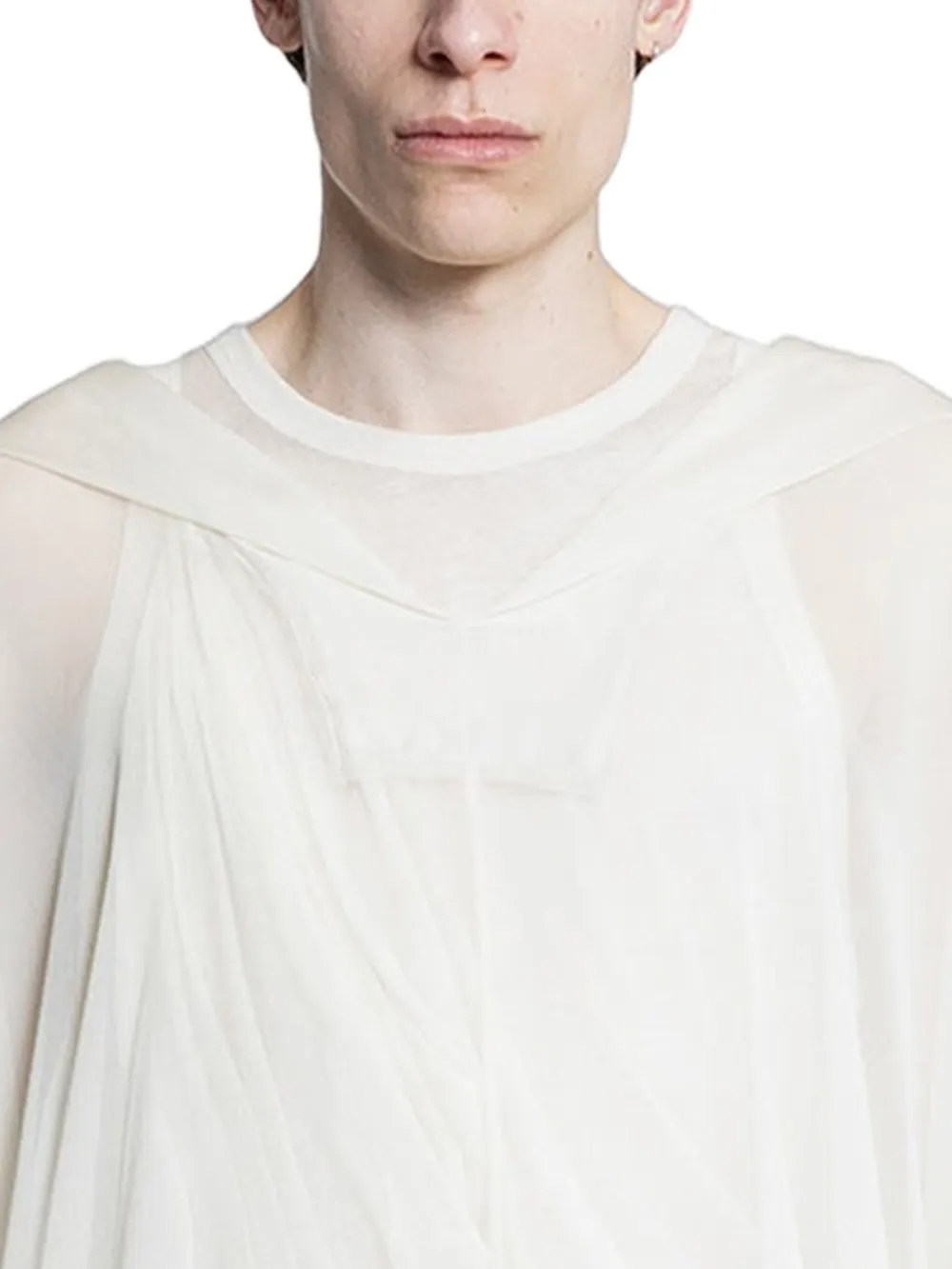 Rick Owens Hollywood zijden chiffon tuniek met capuchon Wit