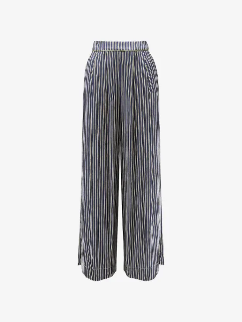 BYE FIRENZE stripe-print pleated trousers