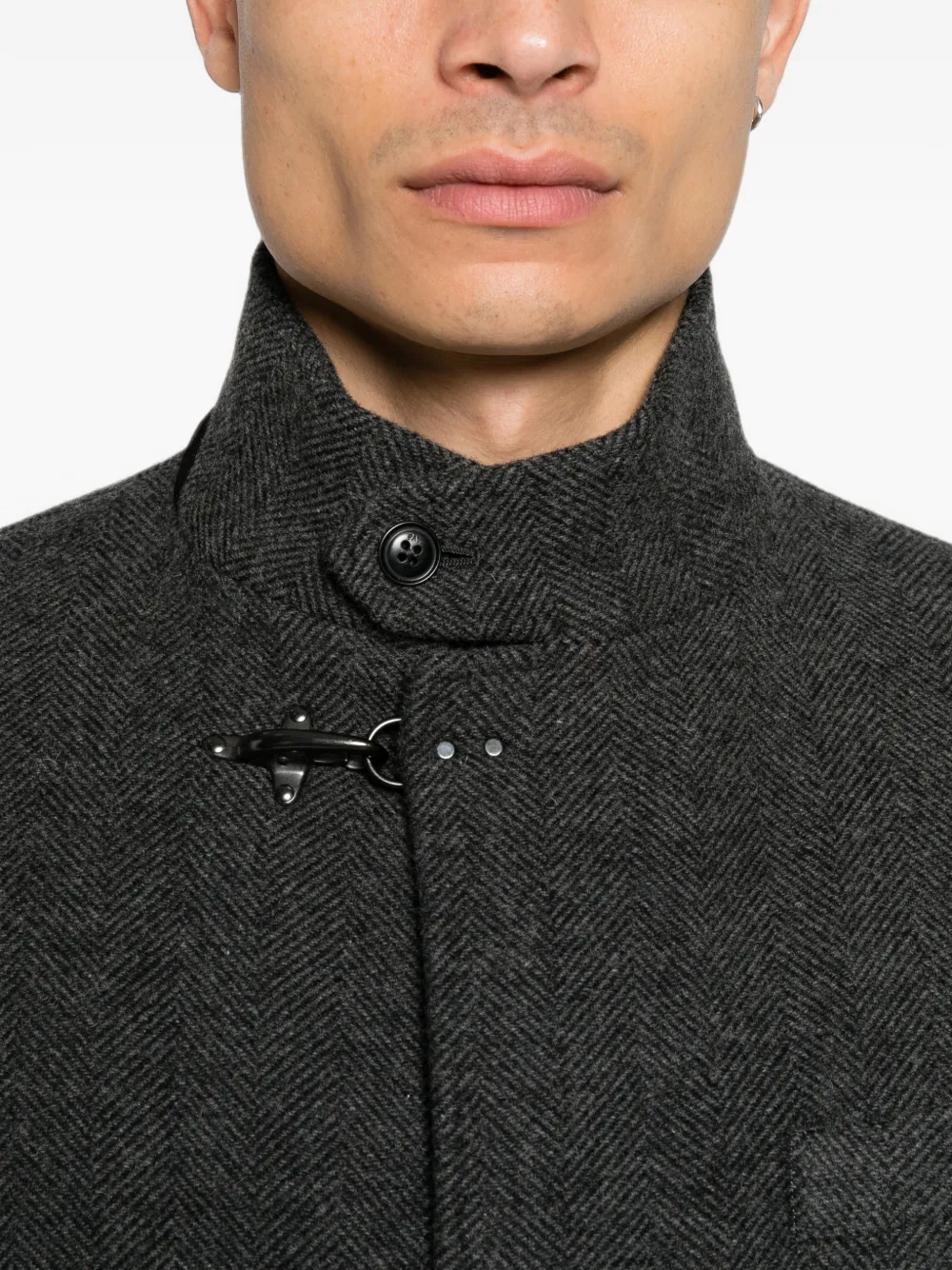 Fay herringbone-weave hook-fastening coat Grijs