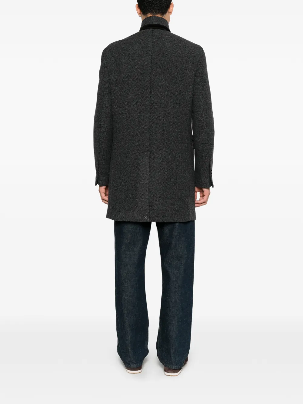 Fay herringbone-weave hook-fastening coat Grijs