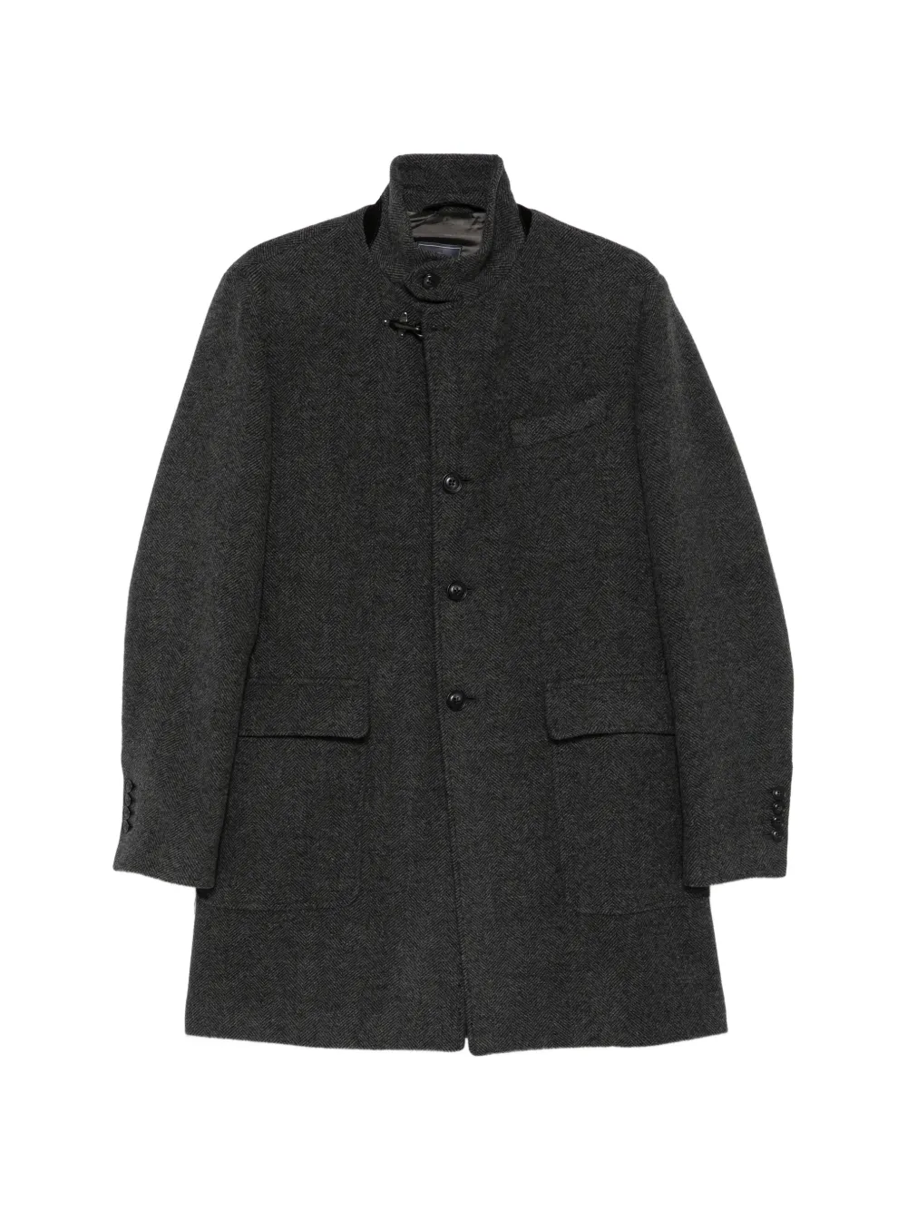 Fay herringbone-weave hook-fastening coat Grijs