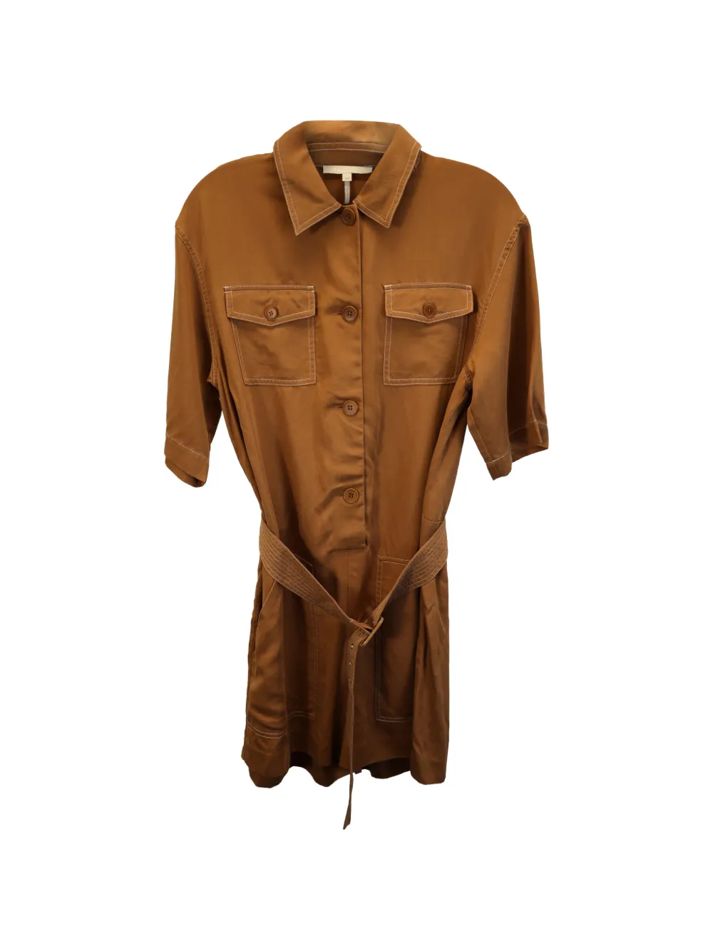Maje belted button-front romper - Braun