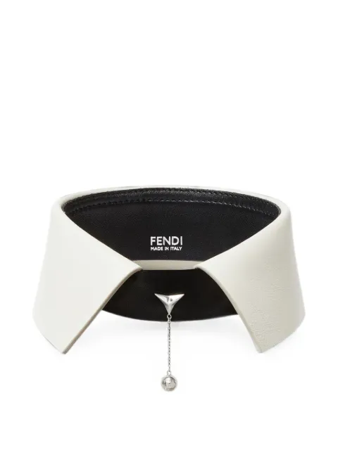FENDI logo-pendant leather collar