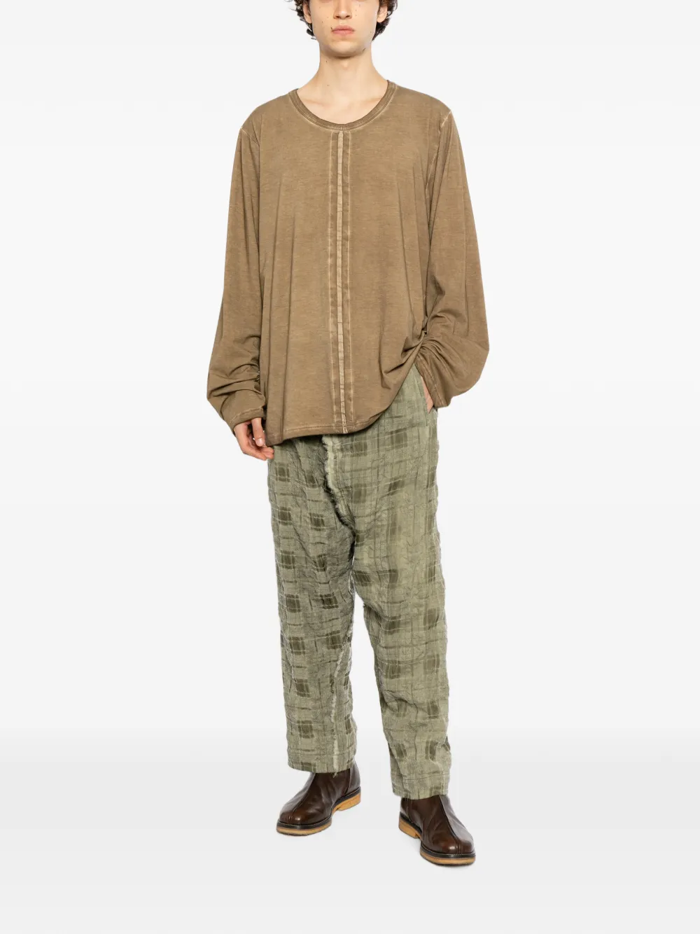 Uma Wang Geruite broek Groen