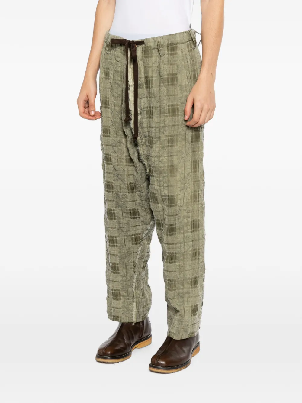 Uma Wang Geruite broek Groen