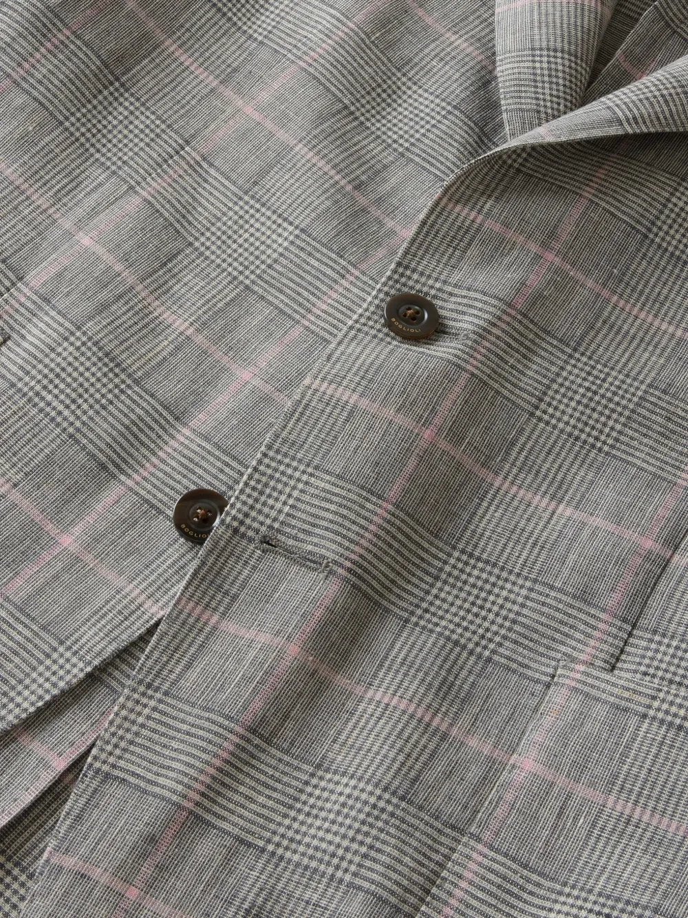 Boglioli K-Jacket geruite linnen blazer Grijs